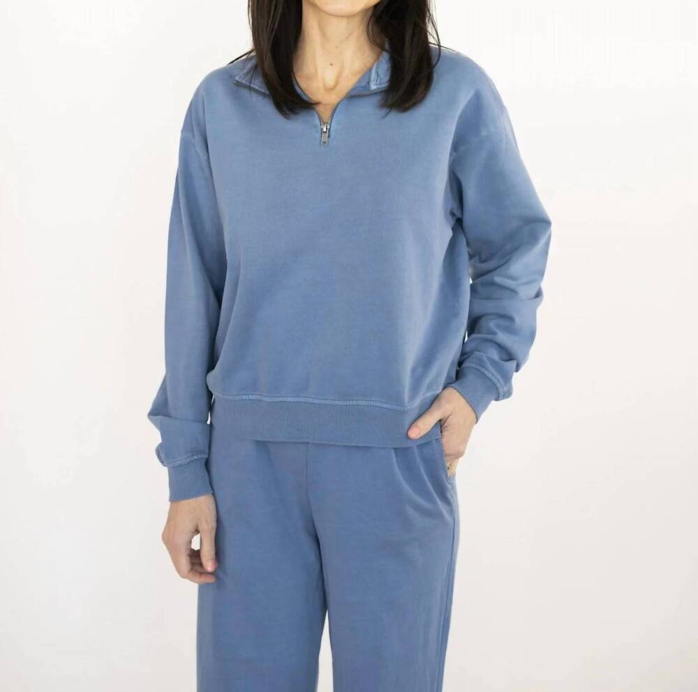 NEW HYFVE liza half zip sweatshirt in blue